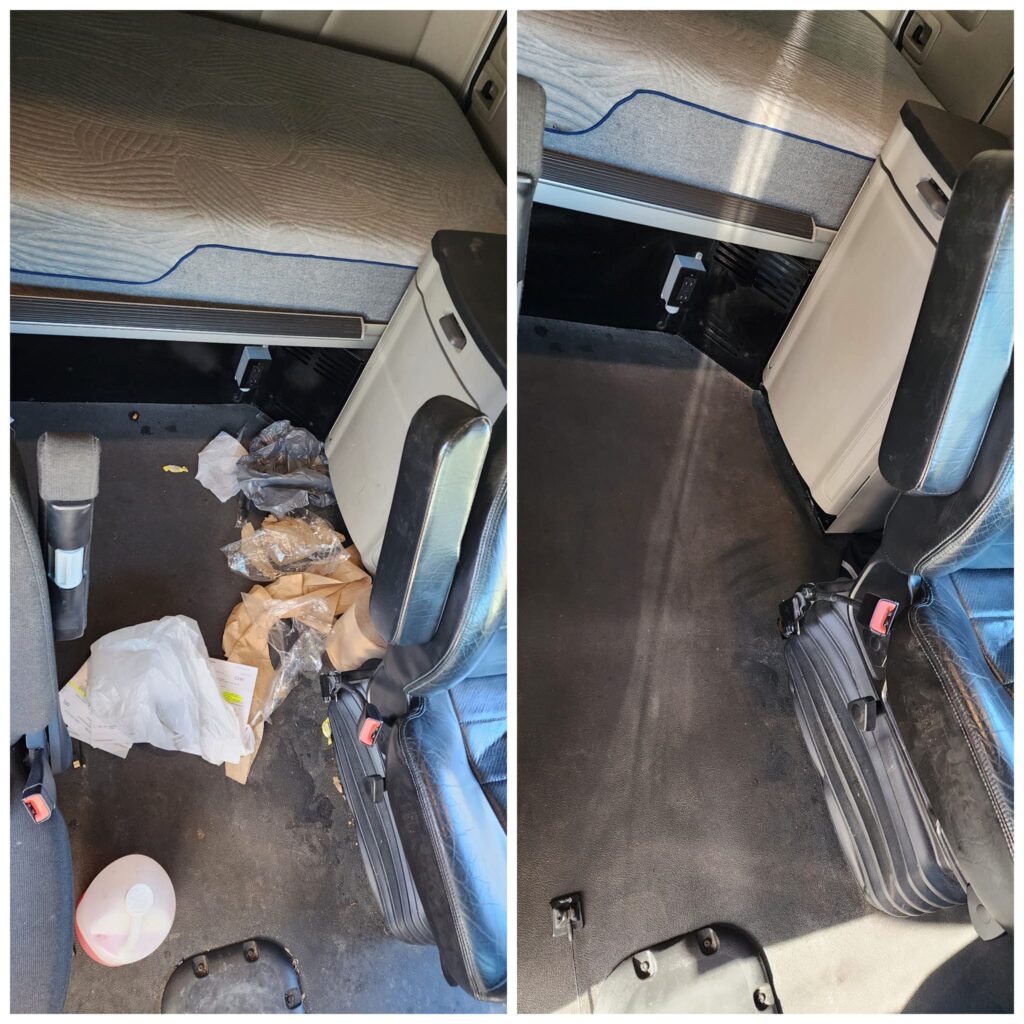 Truck interior - before and after